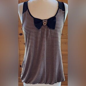 Ciel Bleu L black and pink orange striped tank top